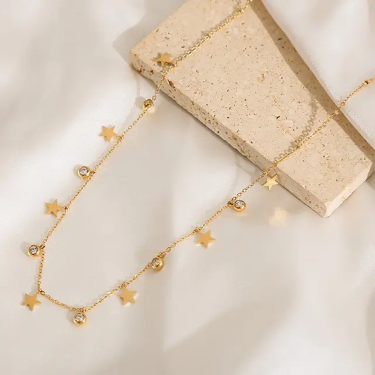 Star and Stone Charms Dainty Charms Necklace
