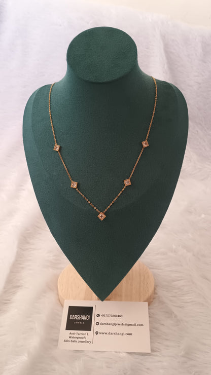 Diamond Stone Charms Necklace