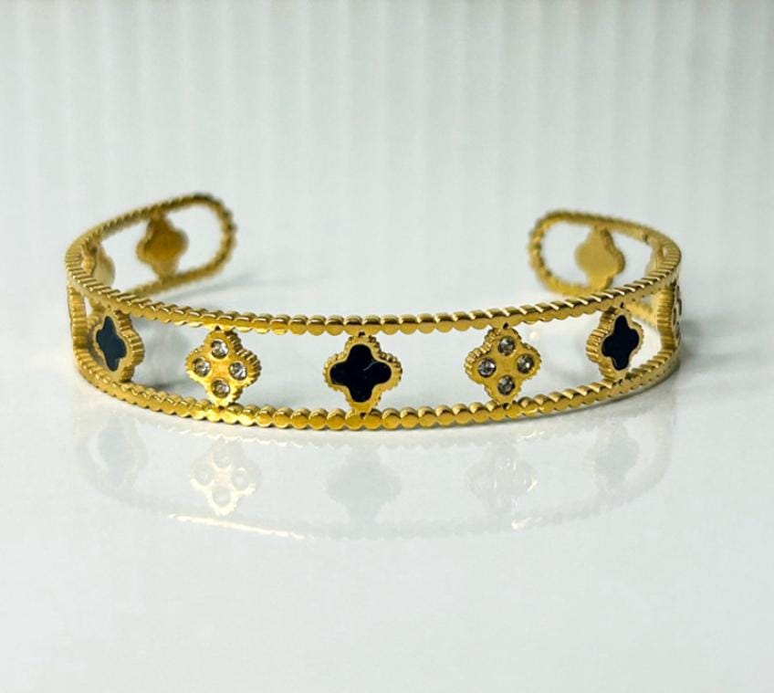 Designer Small Black Clover Kada Bracelet.