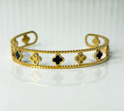 Designer Small Black Clover Kada Bracelet.