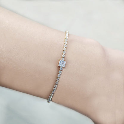Thin Tennis Bracelet with Small Stone