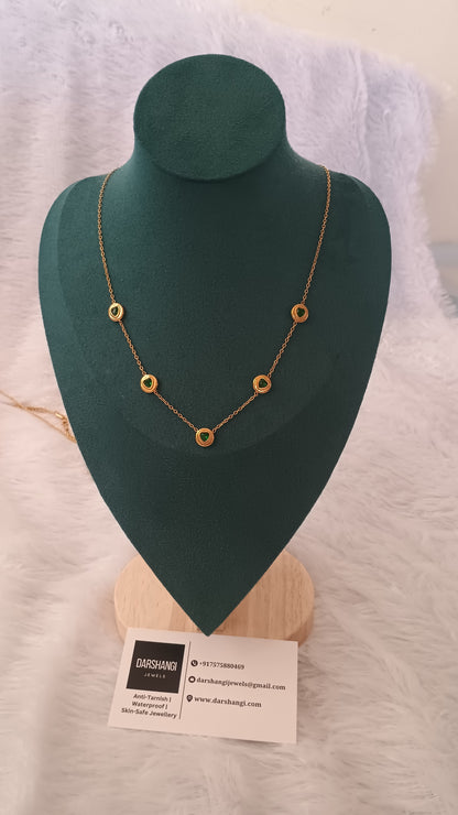 Green Round Heart Charms Necklace