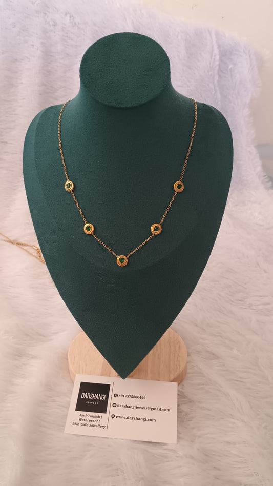 Green Round Heart Charms Necklace