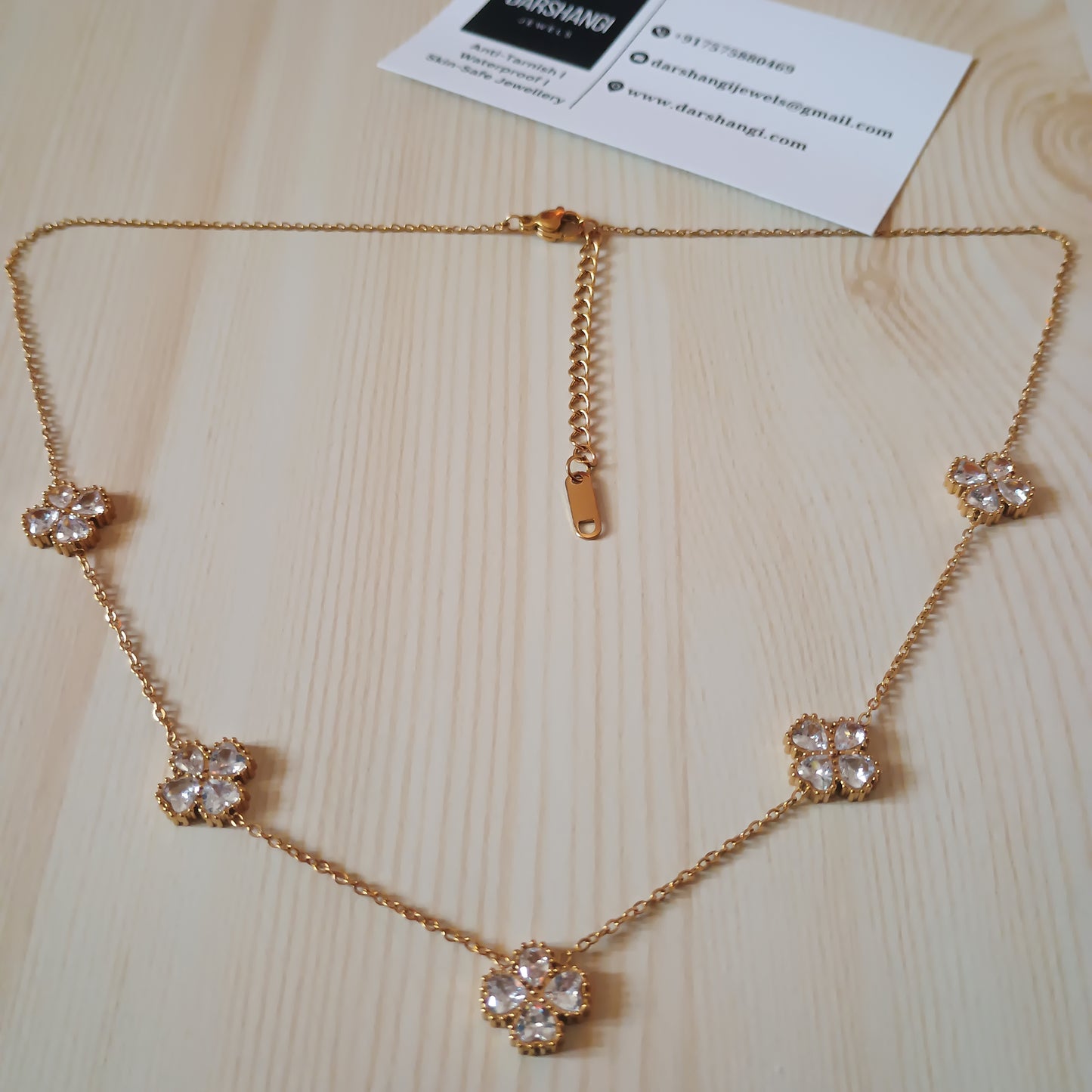 White Stone Floral Charms Necklace