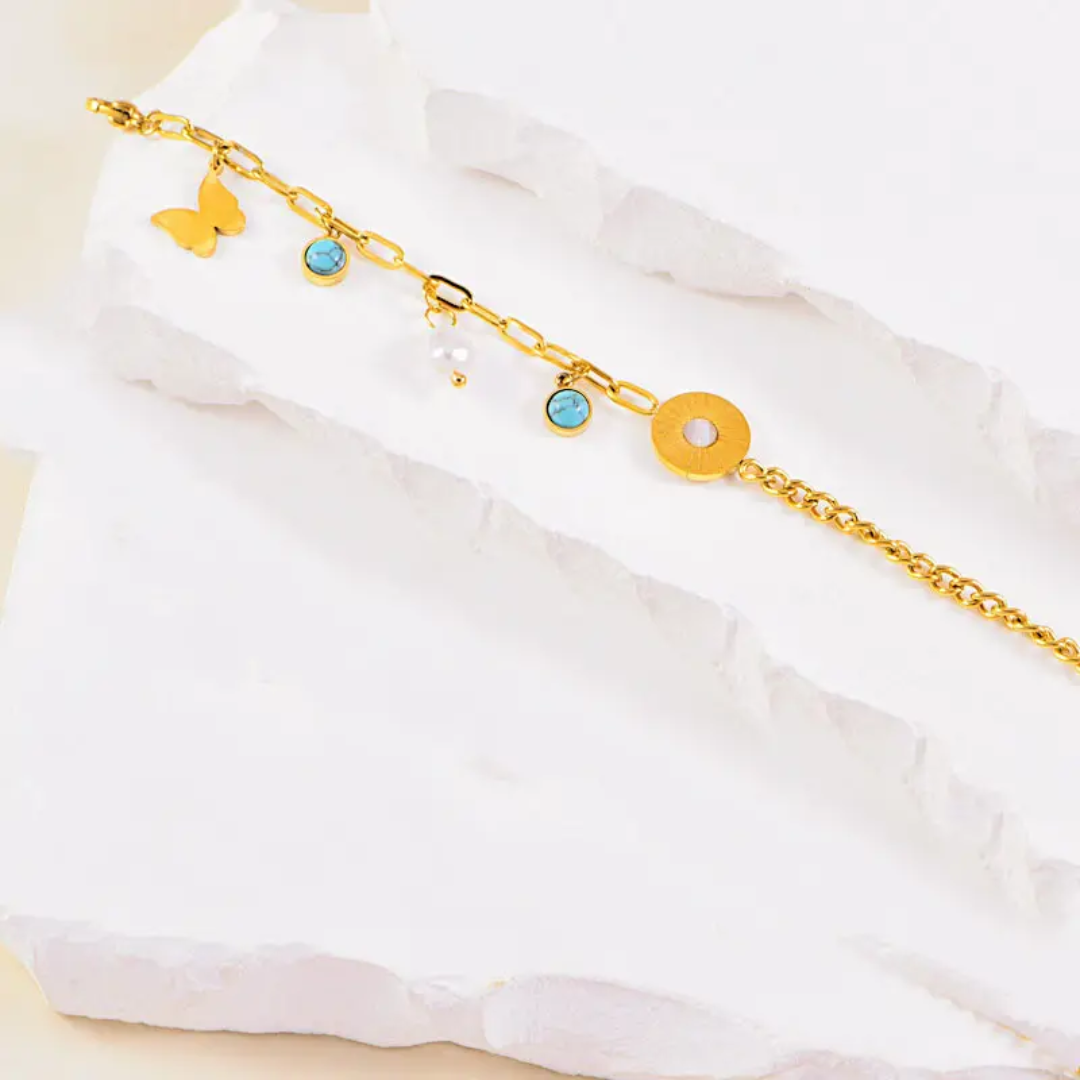Golden Multi-Charm Bracelet