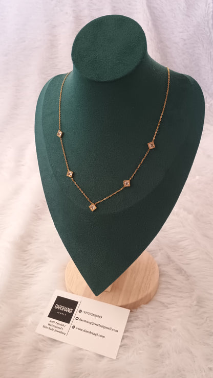 Diamond Stone Charms Necklace