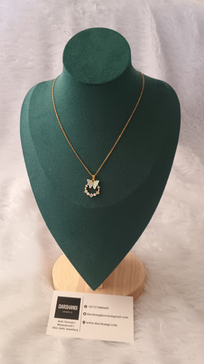 Blue Butterfly Chain Pandent Necklace