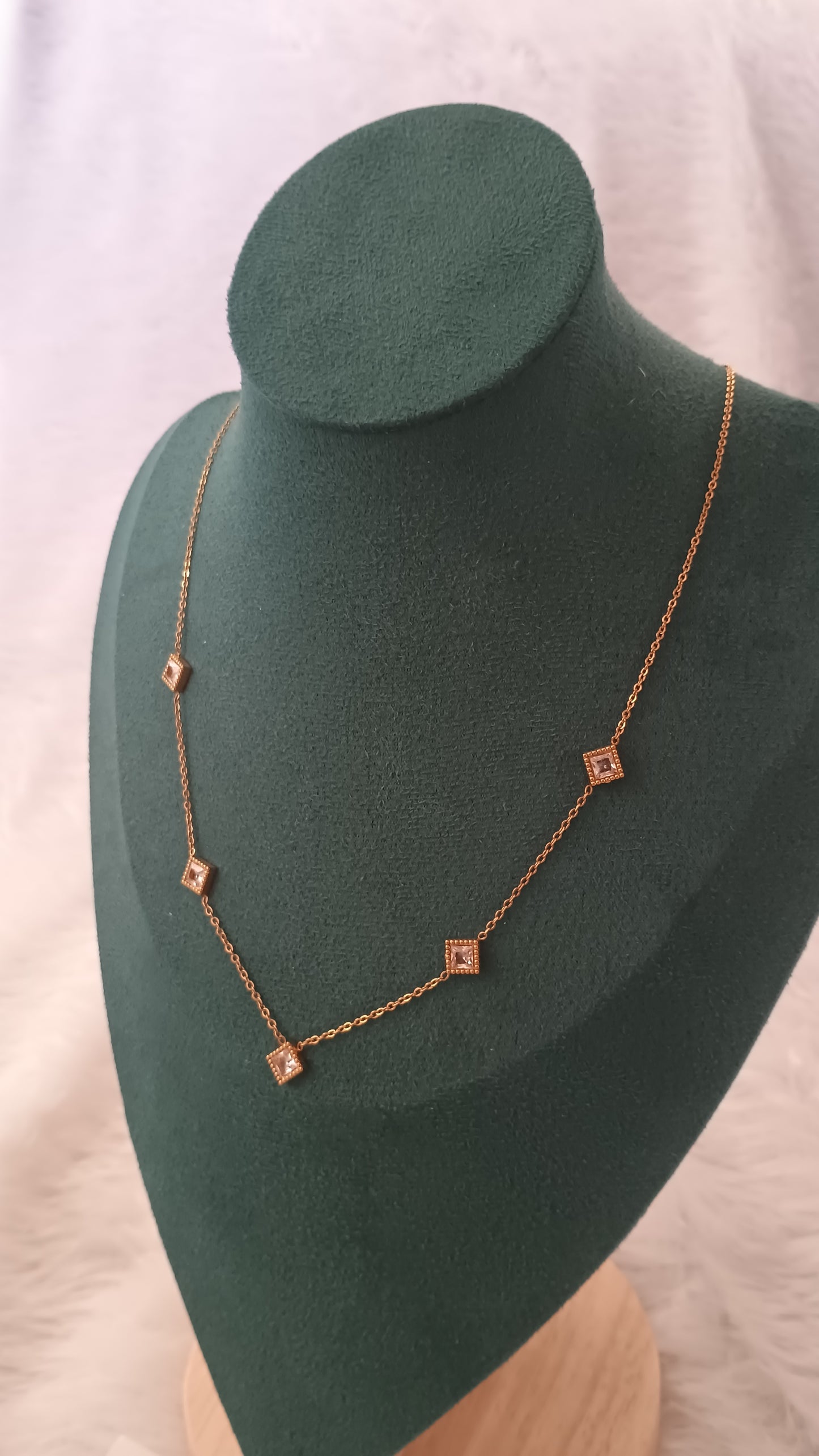 Diamond Stone Charms Necklace