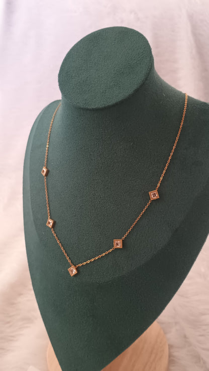 Diamond Stone Charms Necklace