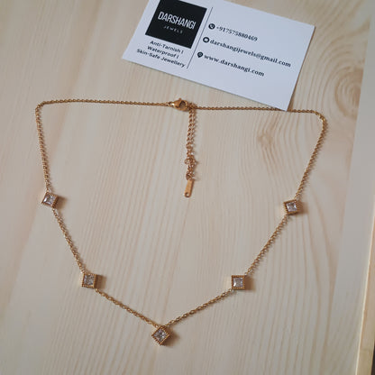 Diamond Stone Charms Necklace