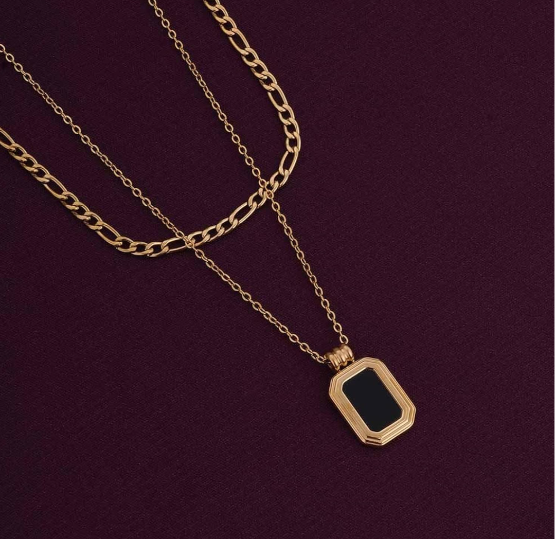 Double Layered Black Pendent Necklace