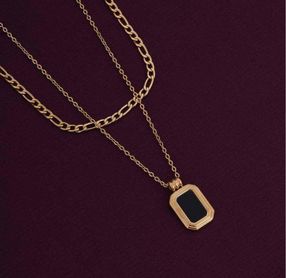 Double Layered Black Pendent Necklace