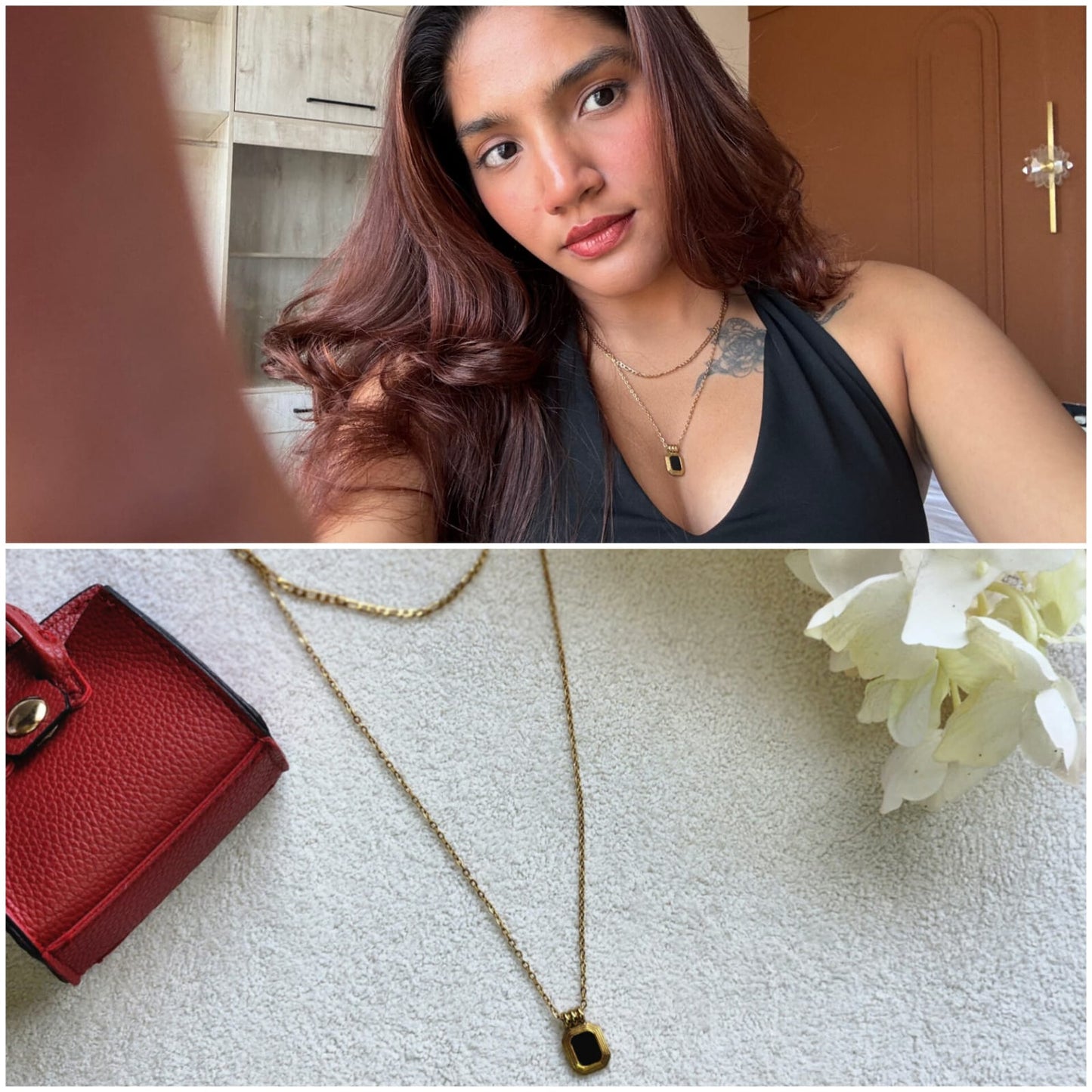 Double Layered Black Pendent Necklace