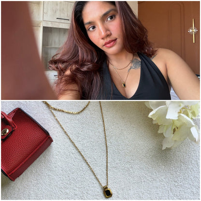 Double Layered Black Pendent Necklace