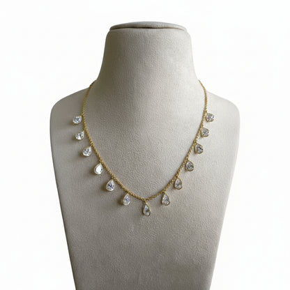 Crystal Teardrop Chain Anti Tarnish Necklace