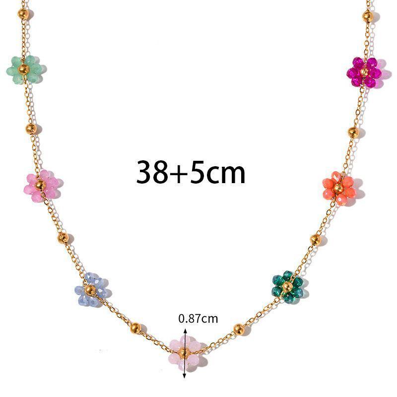 Multicolor Flower Charms Necklace