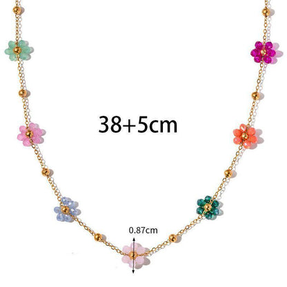Multicolor Flower Charms Necklace
