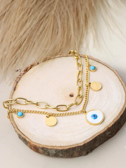 Golden Evil Eye Multi-Layer Bracelet